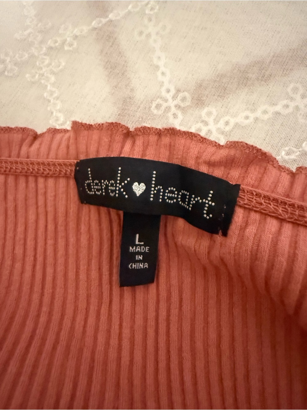 Derek Heart Rust Ribbed Off-Shoulder Button-Front Long Sleeve Top - Picture 2 of 4